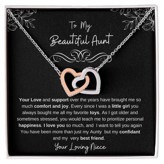 To My Beautiful Aunt-I Love You |Stunning Interlocking Hearts Necklace