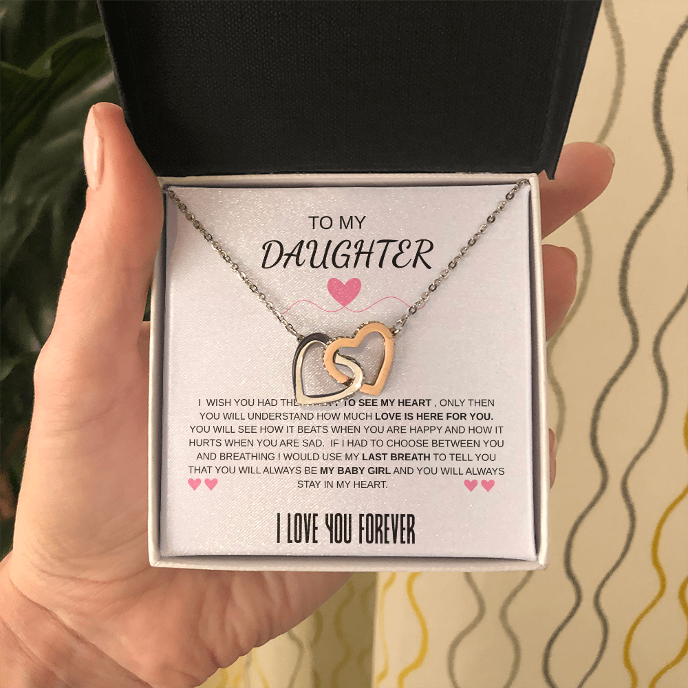 To My Daughter Forever In My Heart Interlocking Necklace