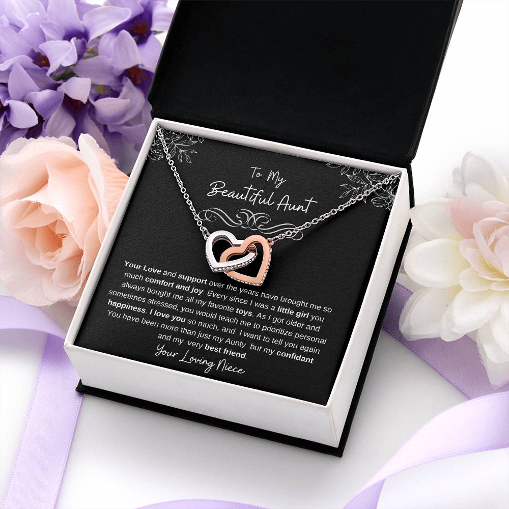 To My Beautiful Aunt-I Love You |Stunning Interlocking Hearts Necklace