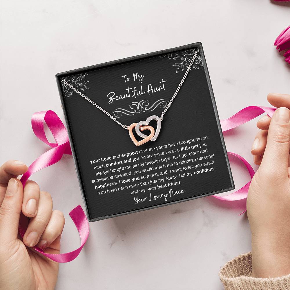 To My Beautiful Aunt-I Love You |Stunning Interlocking Hearts Necklace