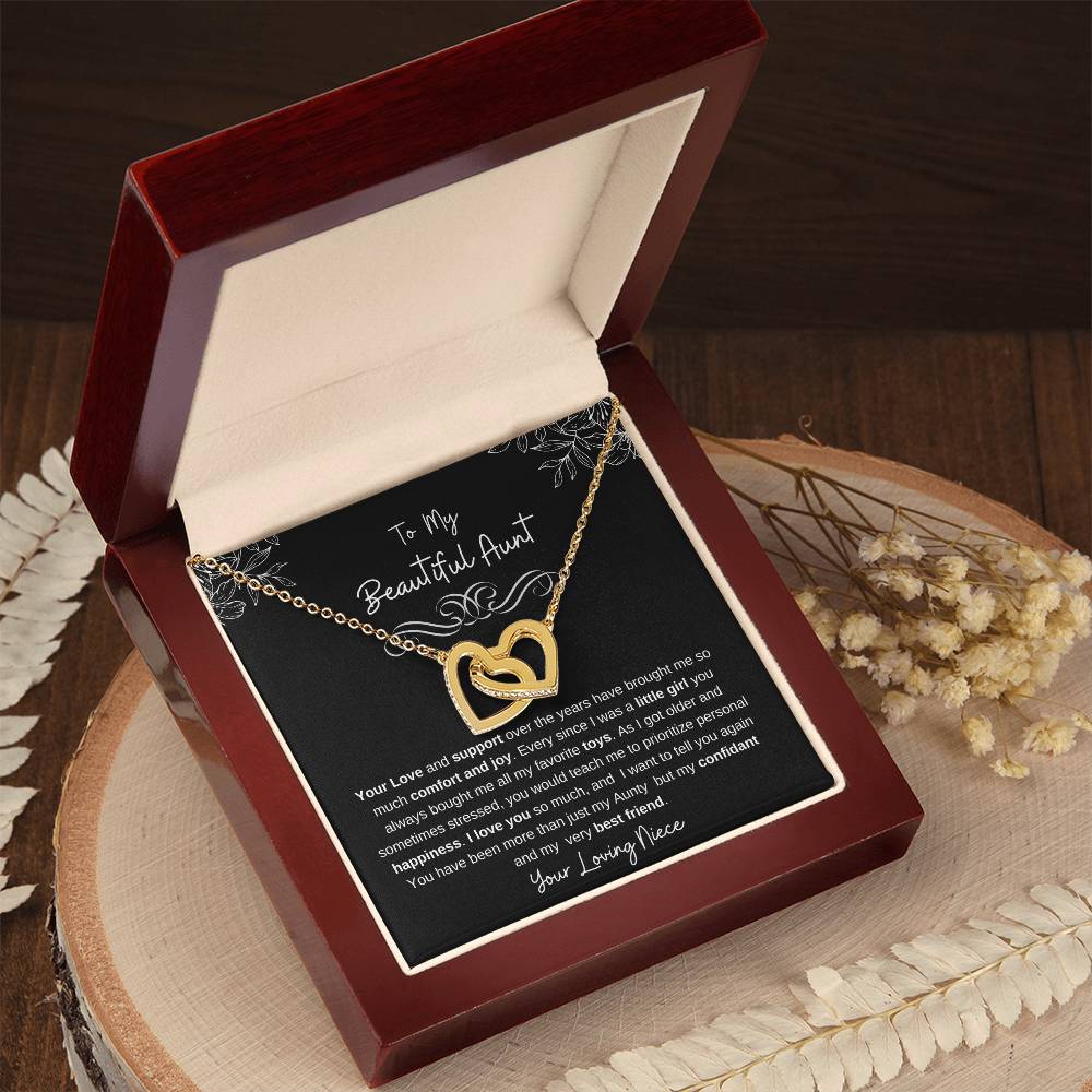 To My Beautiful Aunt-I Love You |Stunning Interlocking Hearts Necklace