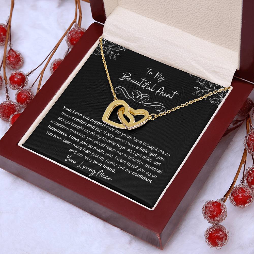 To My Beautiful Aunt-I Love You |Stunning Interlocking Hearts Necklace