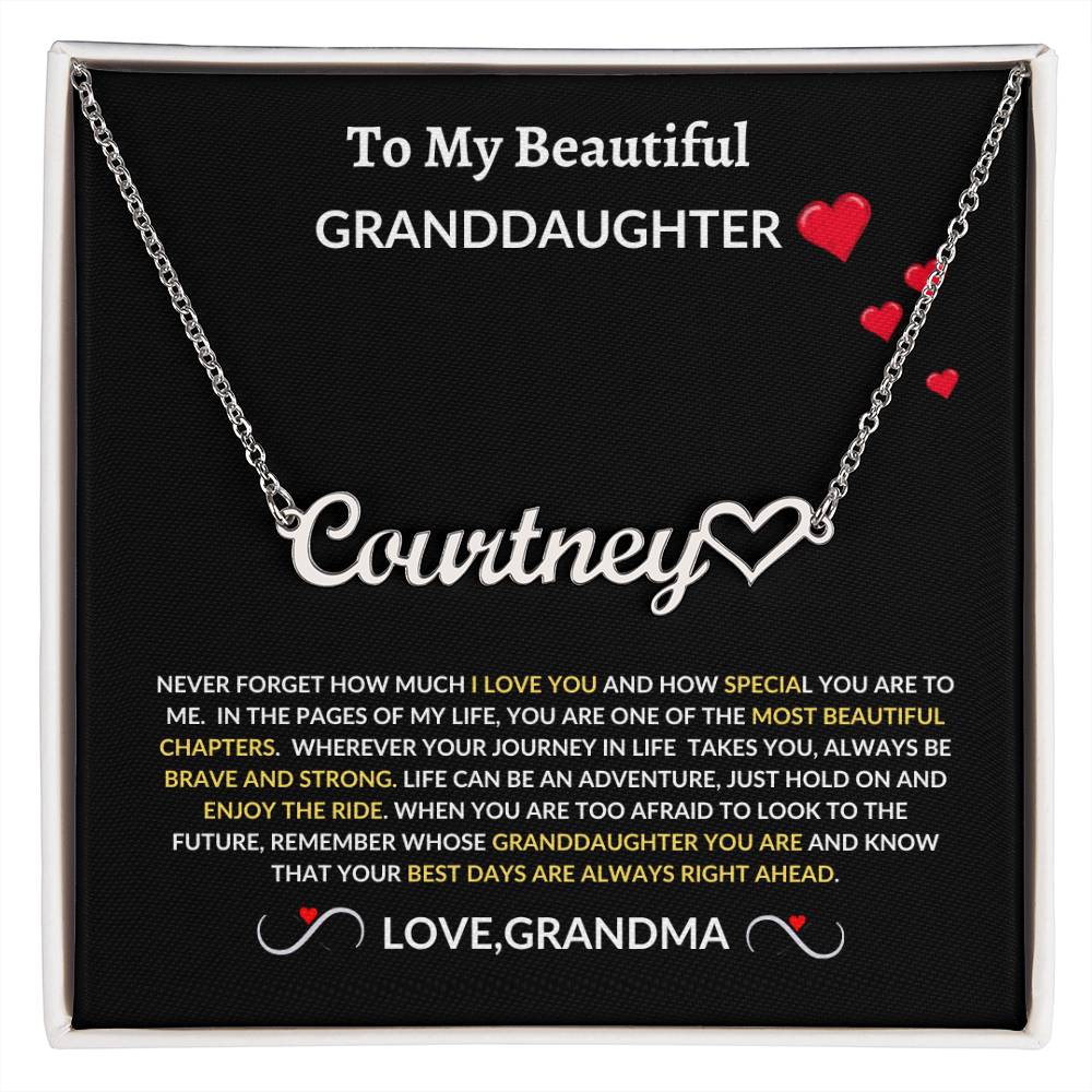 To My Beautiful Granddaughter| Personalized Name Heart Necklace