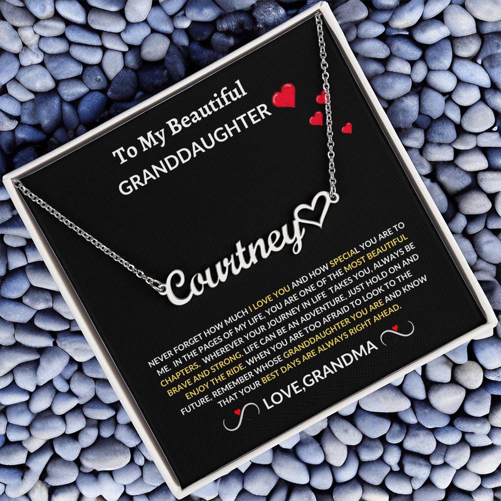 To My Beautiful Granddaughter| Personalized Name Heart Necklace