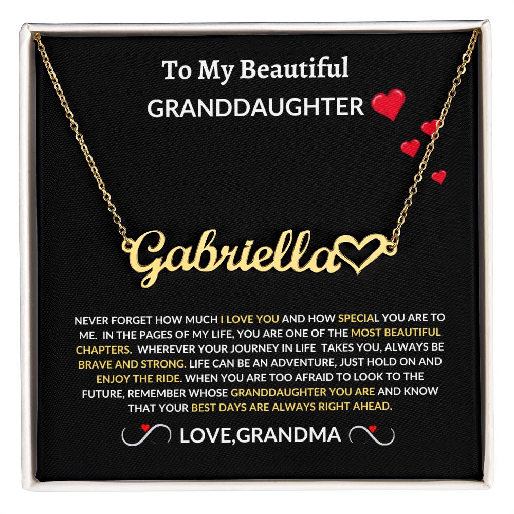 To My Beautiful Granddaughter| Personalized Name Heart Necklace