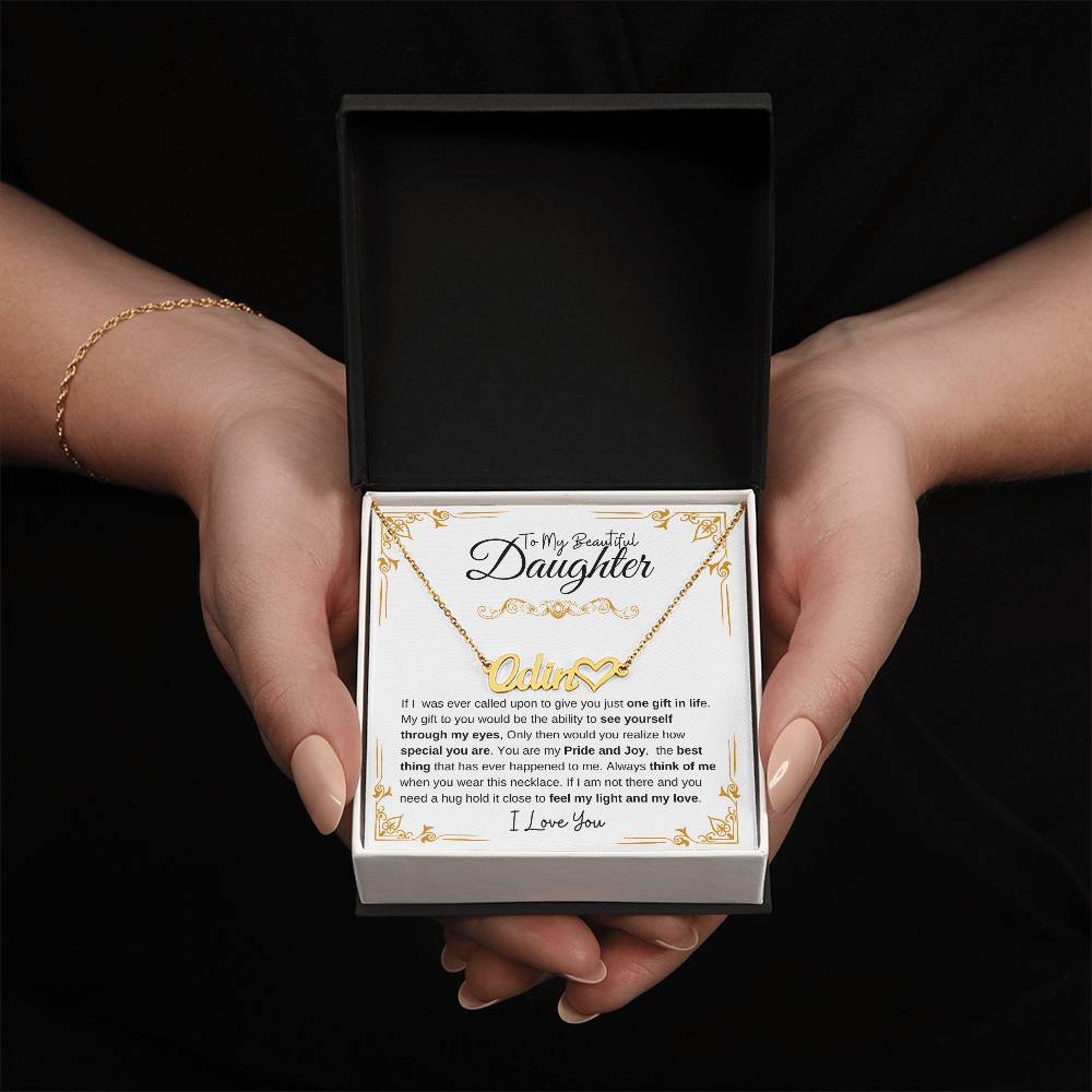 To My Beautiful Daughter- Personalized Name Necklace with heart