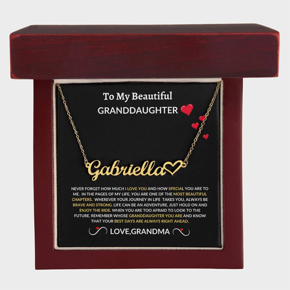 To My Beautiful Granddaughter| Personalized Name Heart Necklace