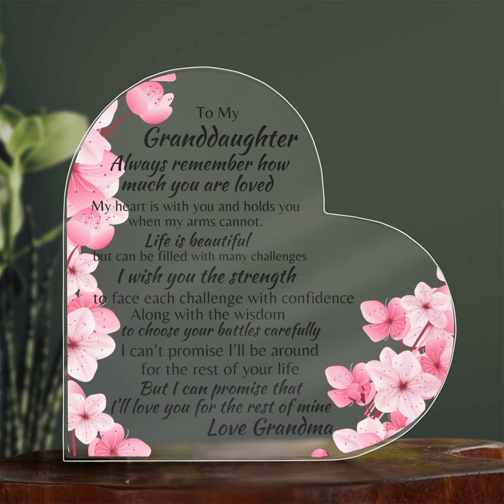 GRANDDAUGHTER| I CARRY YOU IN MY HEART| ACRYLIC PLAQUE