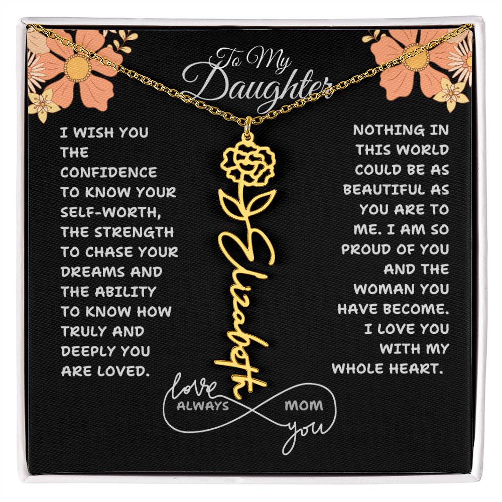 PERSONALIZED NAME AND BIRTH FLOWER NECKLACE