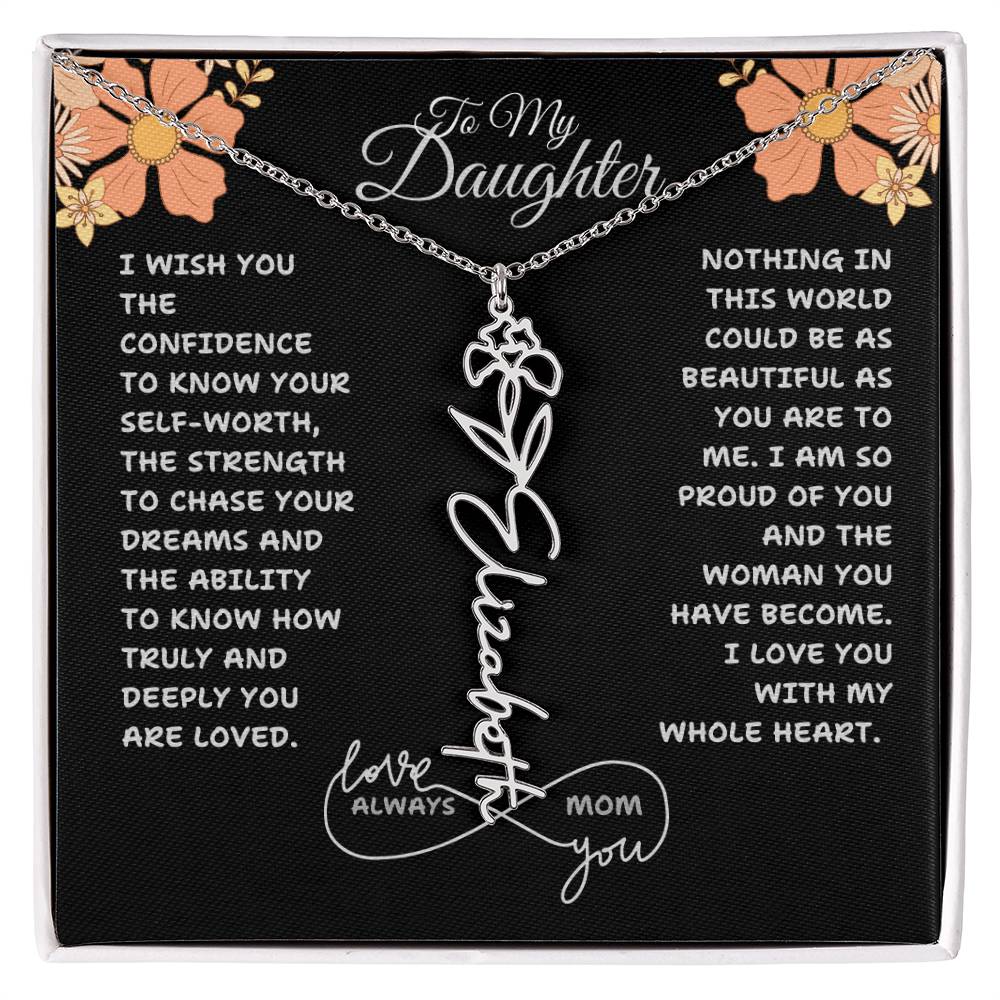 PERSONALIZED NAME AND BIRTH FLOWER NECKLACE