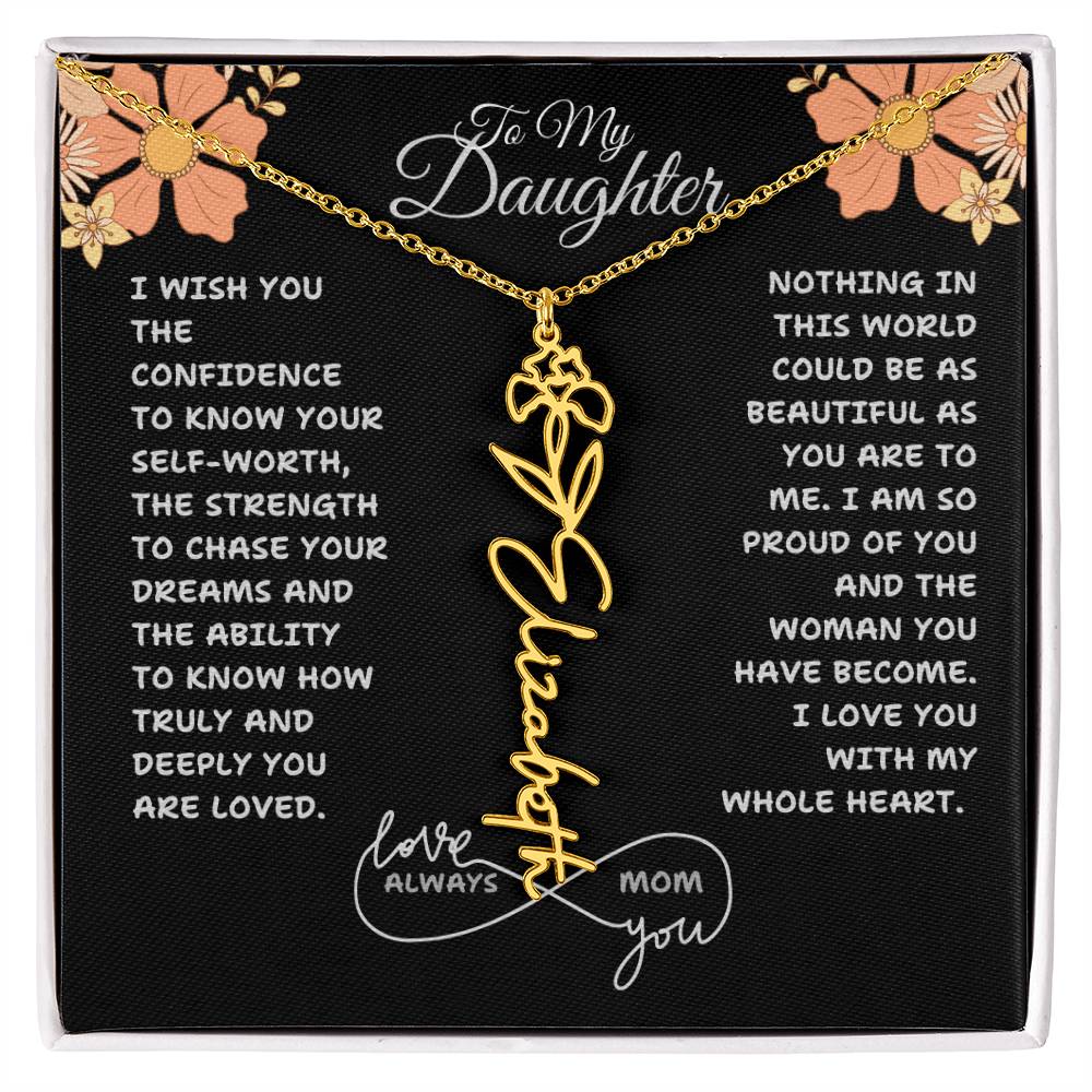 PERSONALIZED NAME AND BIRTH FLOWER NECKLACE