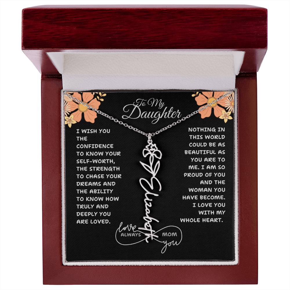 PERSONALIZED NAME AND BIRTH FLOWER NECKLACE