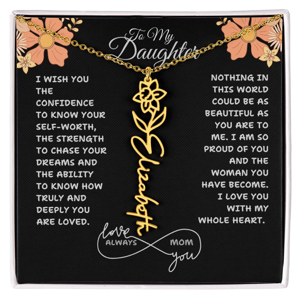 PERSONALIZED NAME AND BIRTH FLOWER NECKLACE