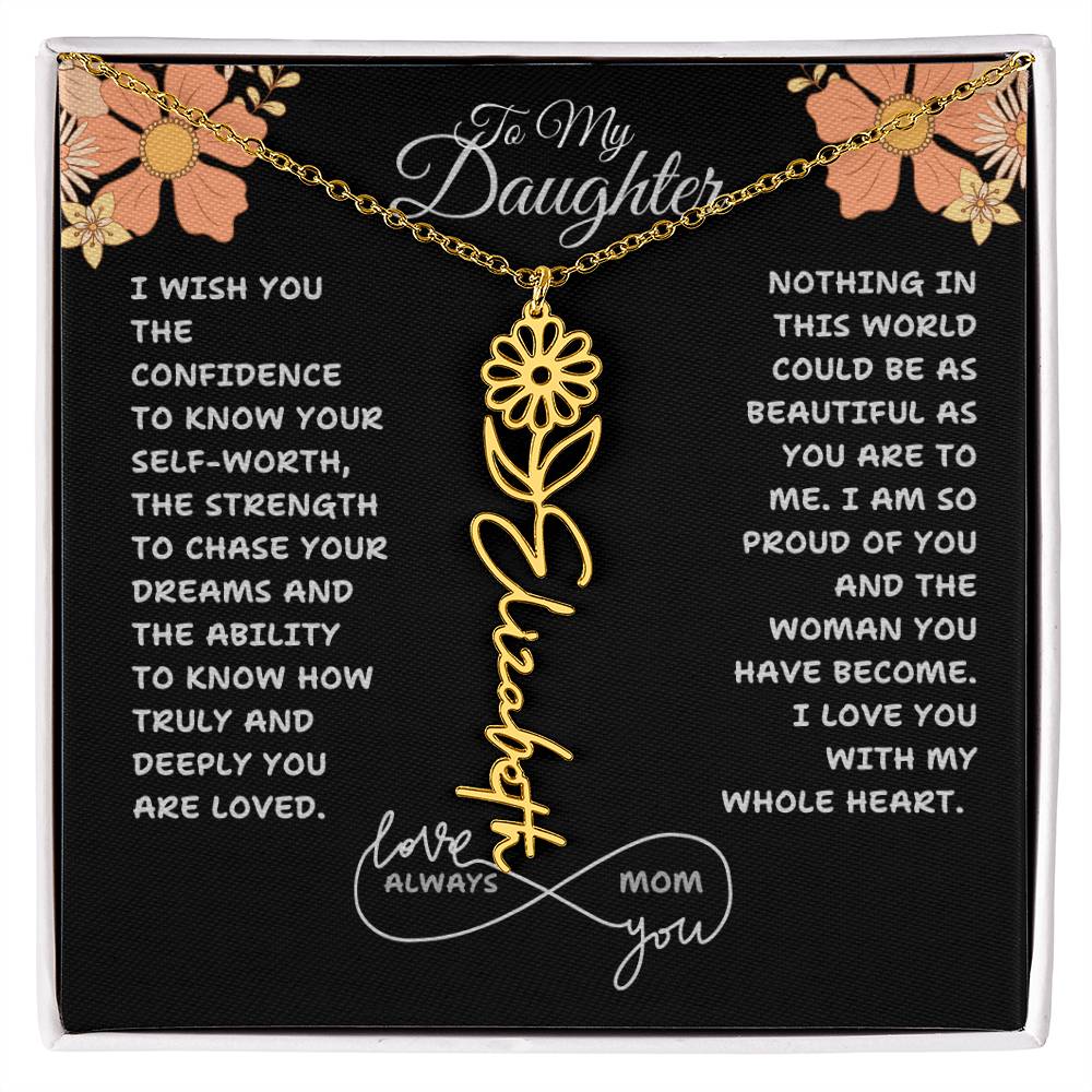 PERSONALIZED NAME AND BIRTH FLOWER NECKLACE