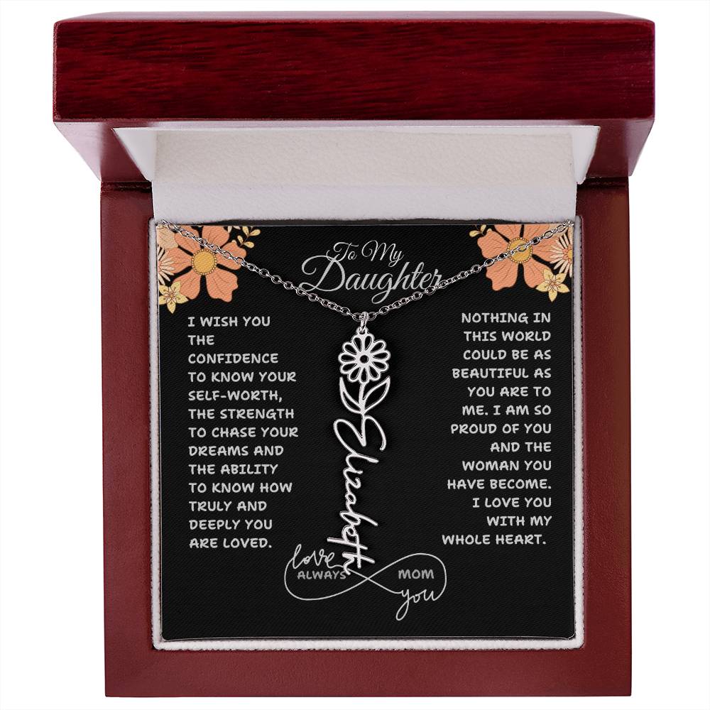 PERSONALIZED NAME AND BIRTH FLOWER NECKLACE