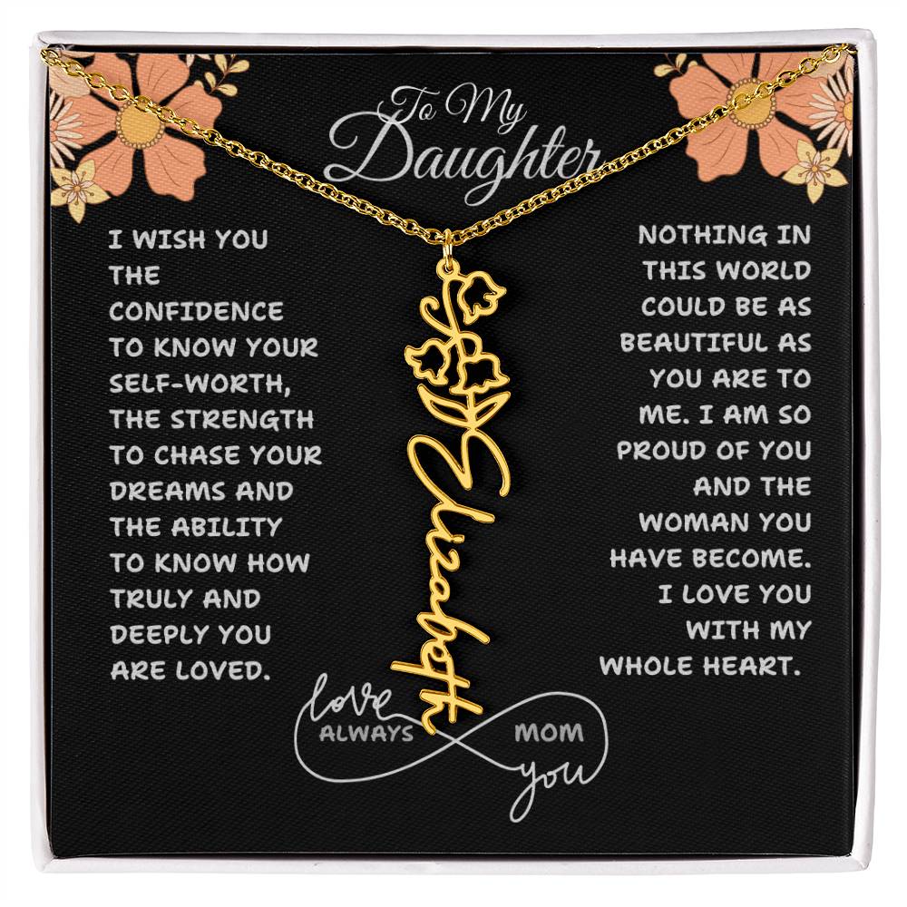 PERSONALIZED NAME AND BIRTH FLOWER NECKLACE