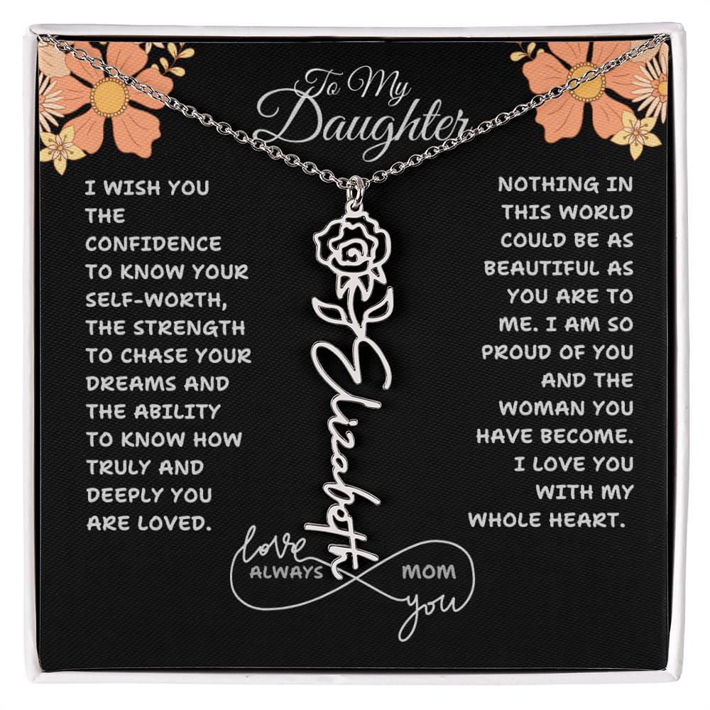PERSONALIZED NAME AND BIRTH FLOWER NECKLACE