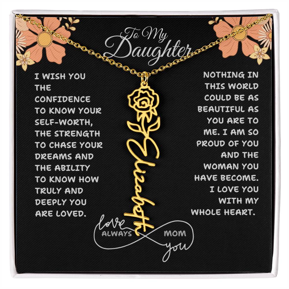 PERSONALIZED NAME AND BIRTH FLOWER NECKLACE