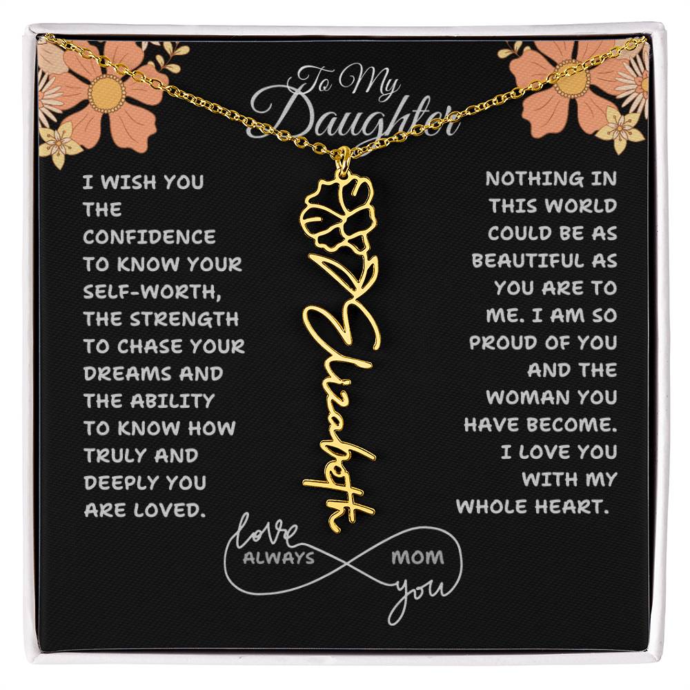 PERSONALIZED NAME AND BIRTH FLOWER NECKLACE