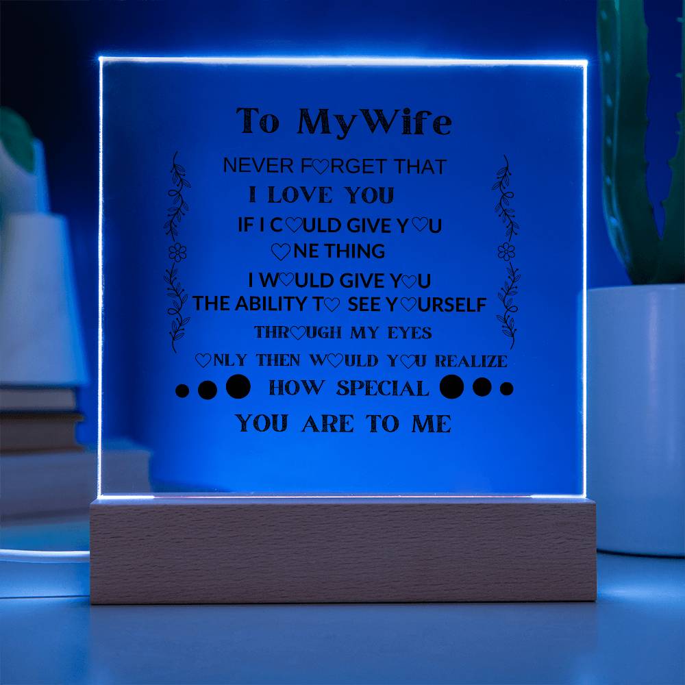 TO MY WIFE  YOU ARE SPECIAL IN MY EYES ACRYLIC  SQUARE PLAQUE