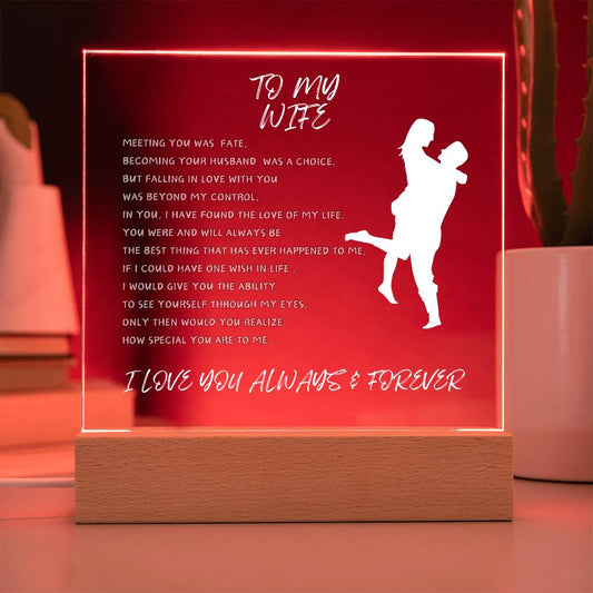 TO MY WIFE- SQUARE LIGHTED ACRYLIC PLAQUE