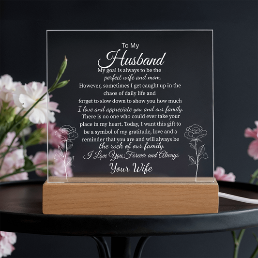 To My Husband, From Your Wife | You Are My Rock Multi-Color Night Light