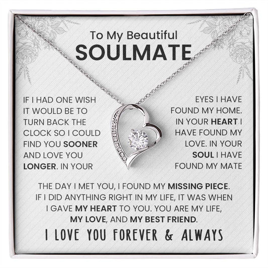 To My Soulmate | I Love You, Forever & Always - Forever Love Necklace