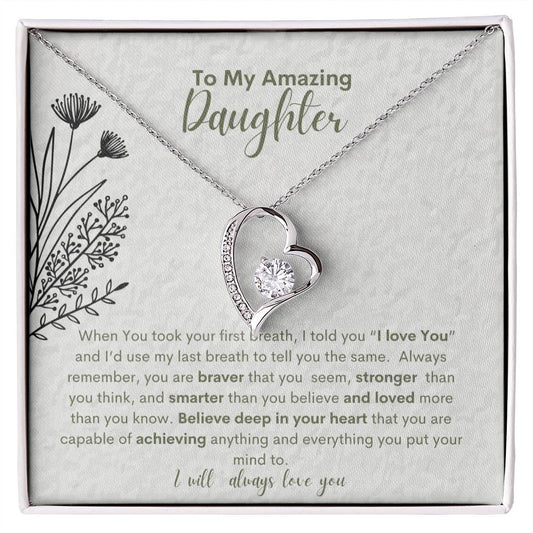 My Amazing Daughter You Are Capable-Heart Necklace