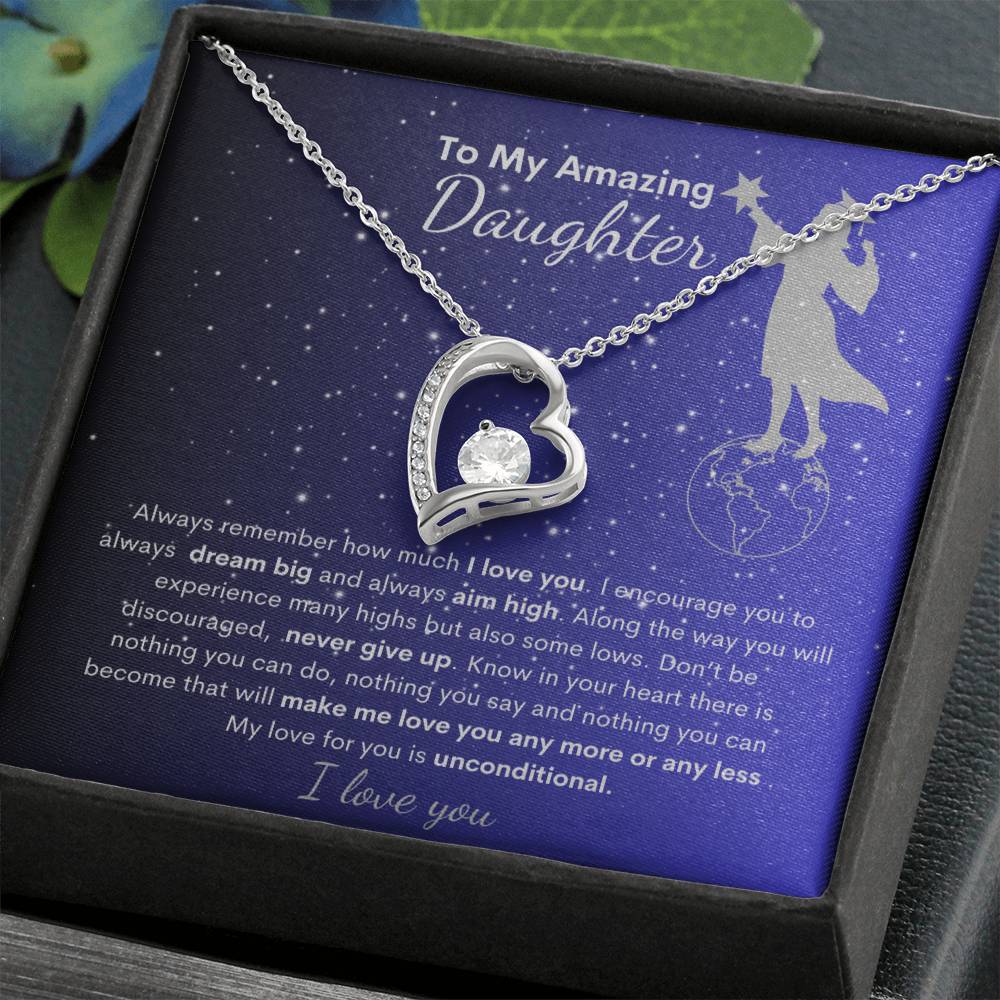 Daughter I Love You | Keep Reaching for the Stars|  Forever Heart Necklace