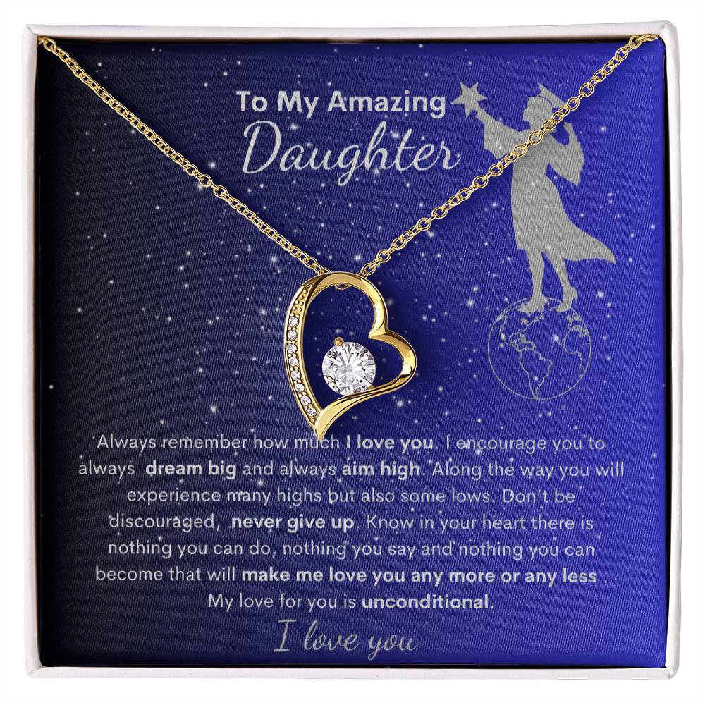 Daughter I Love You | Keep Reaching for the Stars|  Forever Heart Necklace