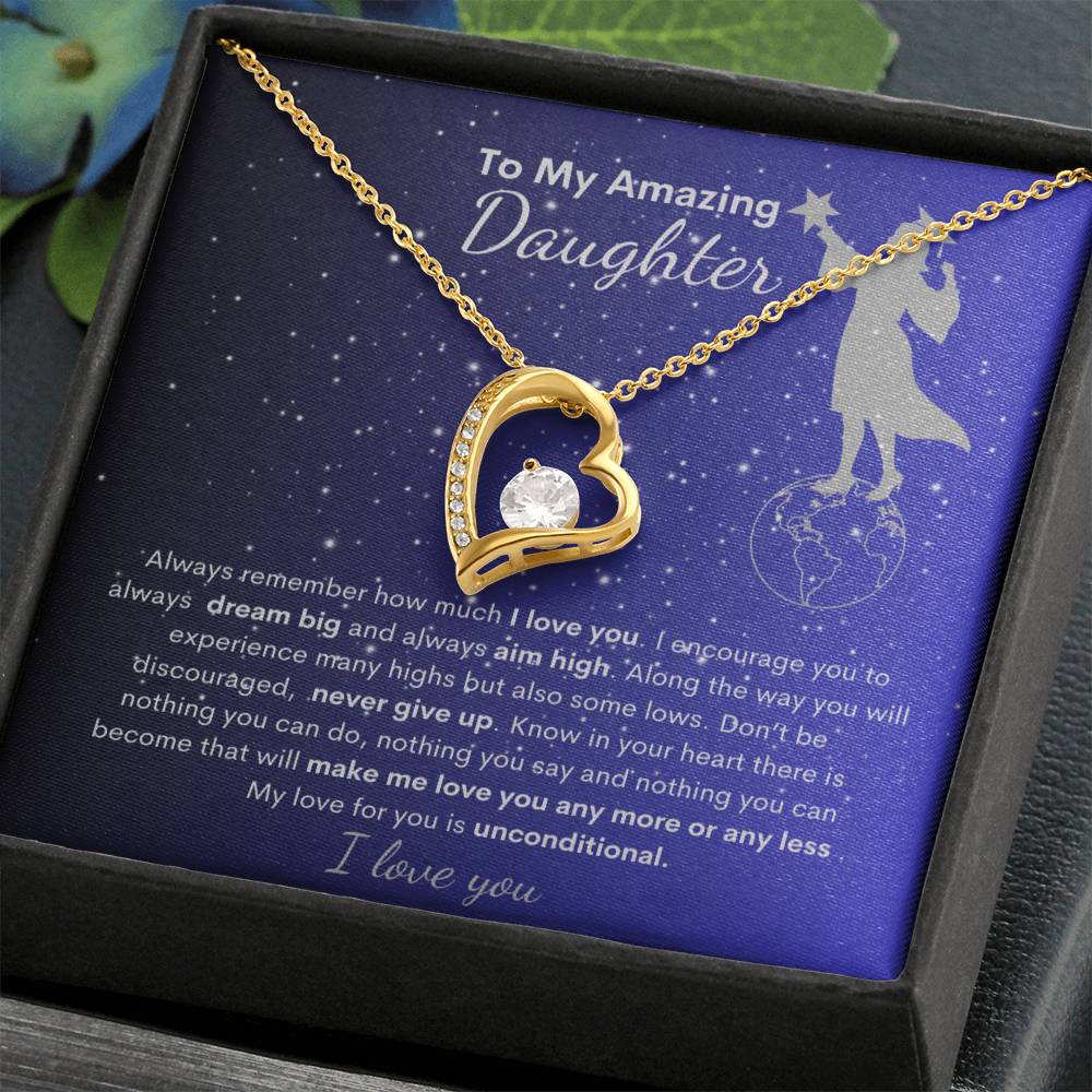Daughter I Love You | Keep Reaching for the Stars|  Forever Heart Necklace