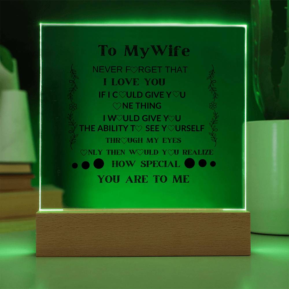 TO MY WIFE  YOU ARE SPECIAL IN MY EYES ACRYLIC  SQUARE PLAQUE