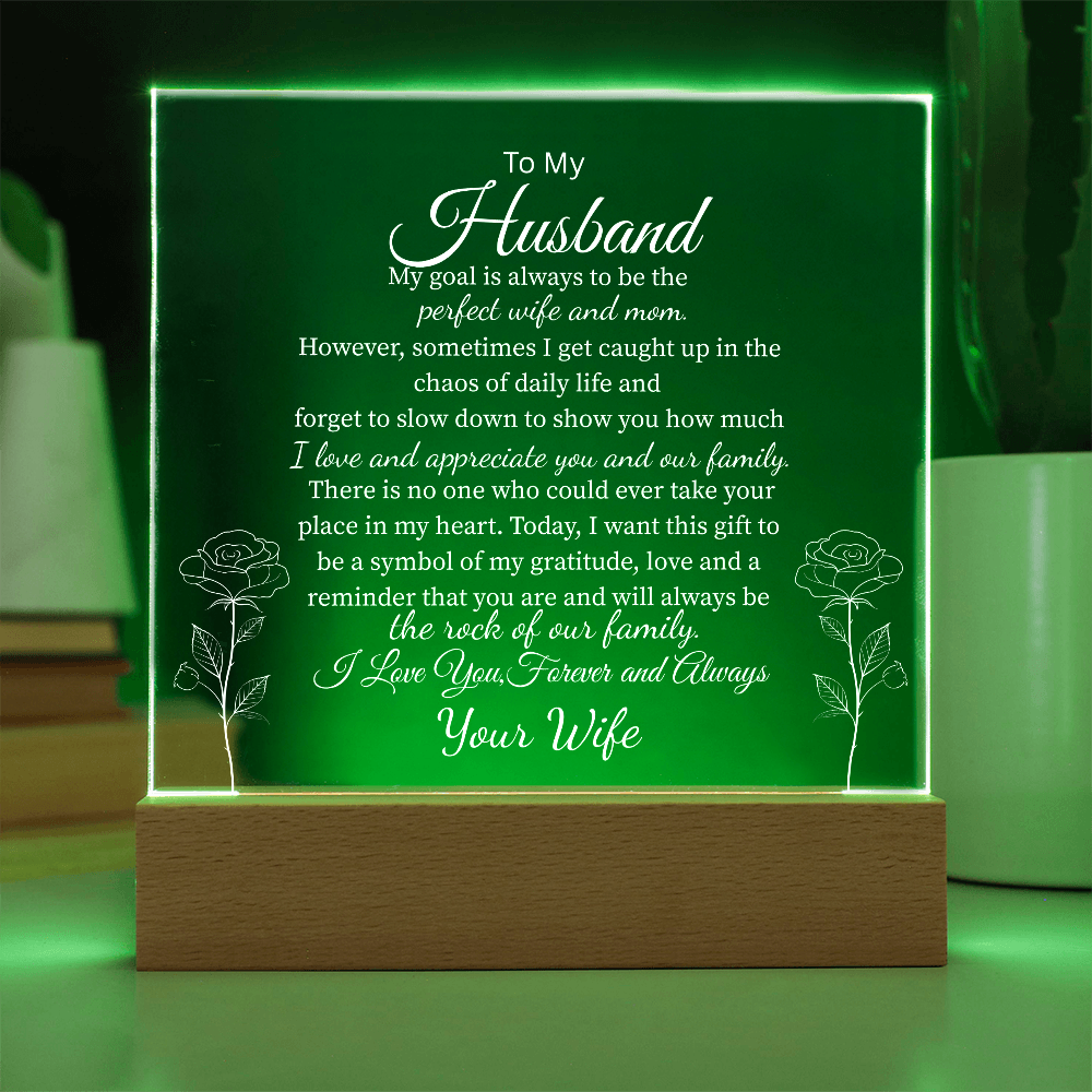 To My Husband, From Your Wife | You Are My Rock Multi-Color Night Light