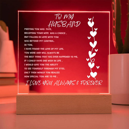 TO MY HUSBAND-SQUARE LIGHTED ACRYLIC PLAQUE