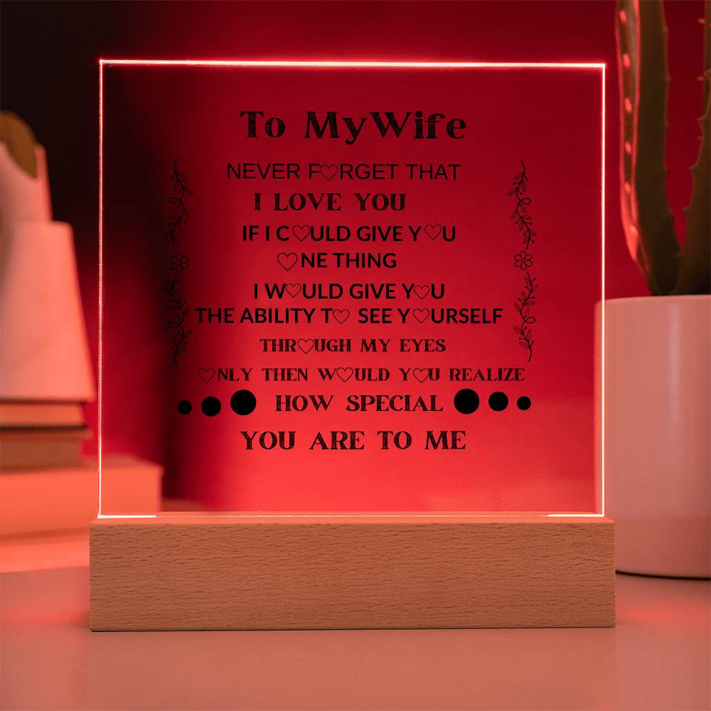 TO MY WIFE  YOU ARE SPECIAL IN MY EYES ACRYLIC  SQUARE PLAQUE