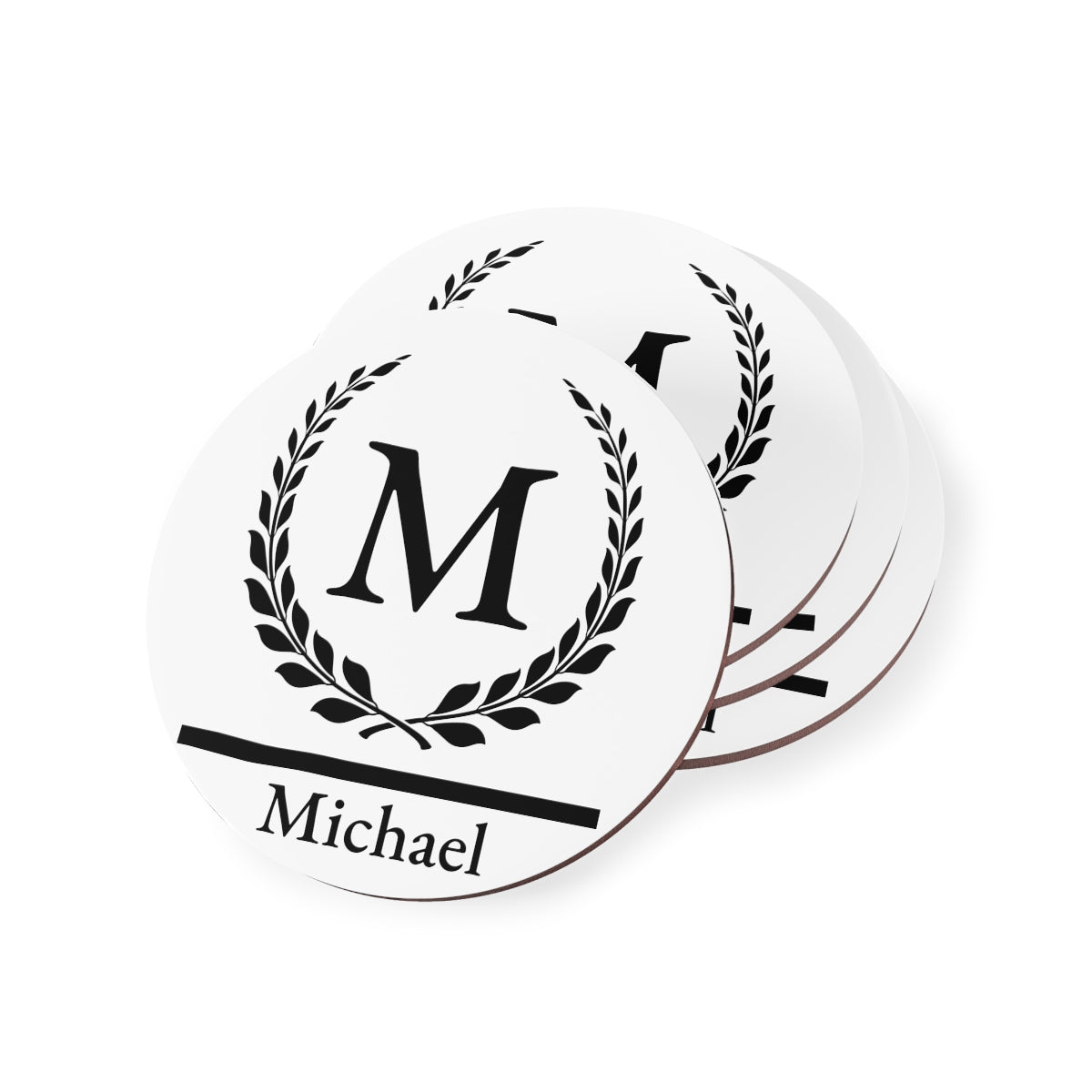 Custom Initial & Name Coasters – Elegant Personalized Drink Coaster ea. or Set