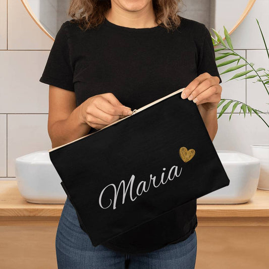 Personalized Bridesmaid Black Cosmetic Bag