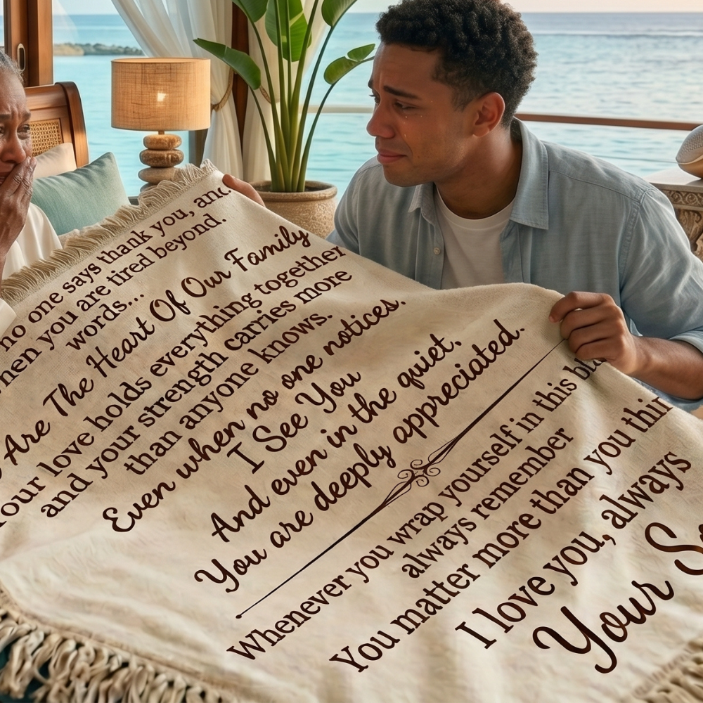 To My Beautiful Mom – Woven Blanket from Son | Gift for Mom | Luxury Heirloom Woven Blanket